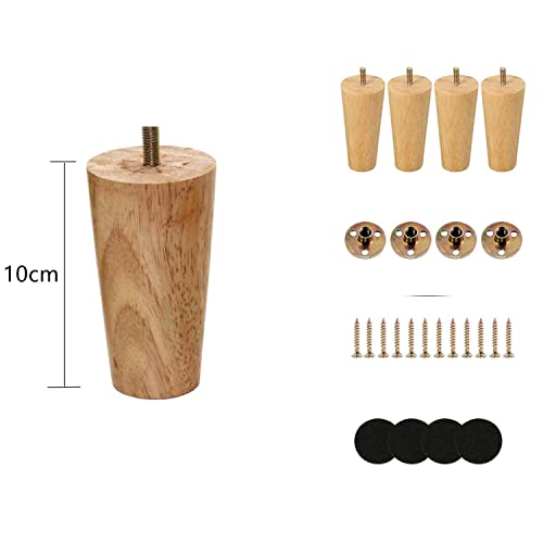 Eidoct Set of 4 Solid Wood Furniture Legs 10cm/4" Long - Image 2
