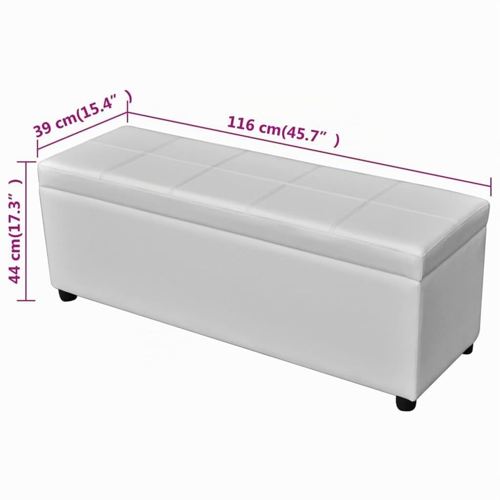 vidaXL Banco Largo de Almacenamiento de Madera Blanco
