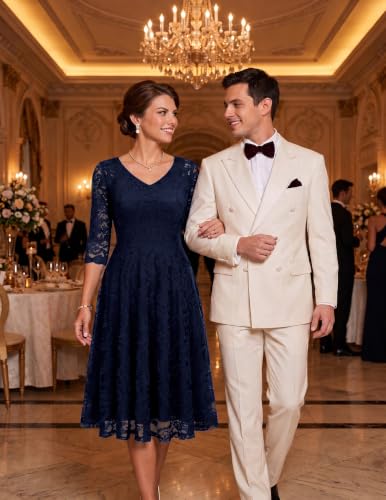 Image of Dressystar Long Sleeves Lace A Line Formal Wedding Guest Dresses
