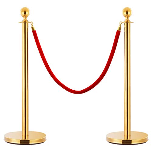 yorten 3 Piece VIP Queue Barrier Set Stainless Steel Gold