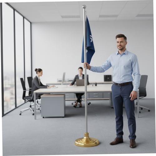 Base de mât de drapeau 12 pouces robuste avec support intérieur télescopique stable doré - 3