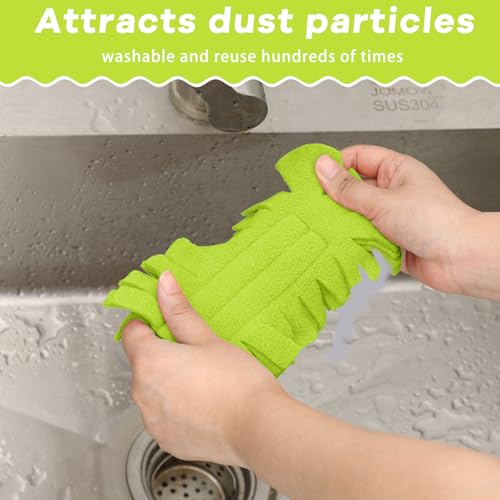 Image of Zubebe 3 Pcs Reusable Duster Refills Fleece,Rose Red,Green, Blue | Soft Polyester Fiber Flat Duster Refill Multi Surface Washable Cleaning Pad Tools for Home, Blinds, Car, Pet, Furniture, Fans