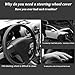 AUTOXBERT 38cm/15 Inch Suede Leather Non-Slip Steering Wheel Cover DIY Hand Sewing Cowhide Leather Skidproof Car Protector with Needle Thread