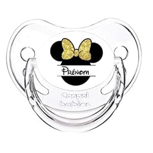 Chupetes para bebé personalizado, nombre Minnie dorado MI001