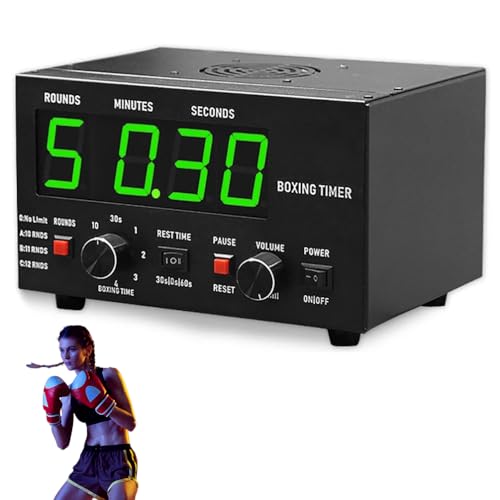 Temporizador De Gimnasio Profesional, Temporizador De Intervalos De Boxeo Clásico con Pantalla Led, Temporizador De Intervalos De Gimnasio con Sonido Ajustable, Tiempo De Entrenamiento Seleccionable