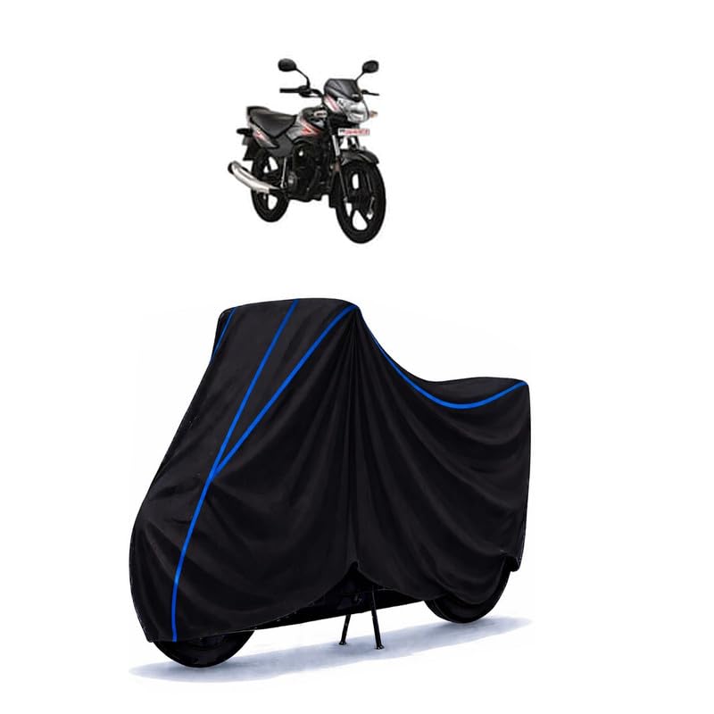 Image of SZ-RR SZ Sports Bike Cover Water Resistant Universal Motorcycle Rain | Heavy Duty UV Protection, Dust, Scratch Indoor Outdoor All Weather with Black Blue Piping Elastic