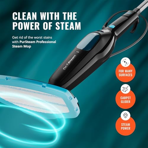 PurSteam Professional Steam Mop | Multi-Surface Floor Cleaner for Hardwood, Tile, Laminate & Carpet | Fast Heating, Lightweight & Chemical-Free Cleaning