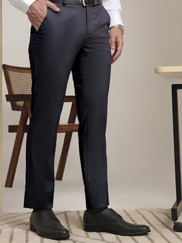 Image of SaintX Men's Premium Stretchable Formal Trouser with Techno Flex Waistband | Slim Fit Pants | Italian Design | Office Wear /Executive Wear