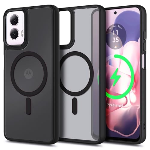 YZB Magnetic for Motorola Moto G Power-5G-2024 Case, Black | Compatible with MagSafe, Translucent Matte Scratch-Resistant Back, Military-Grade Protection Shockproof Slim Phone Cover