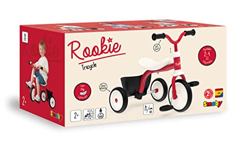 Smoby - Tricycle Rookie - Structure Métal - Roues Silencieuses - Guidon Réglable et Poignées Soft - Style Rétro - A Partir de 2 Ans - Fabrication Espagnole