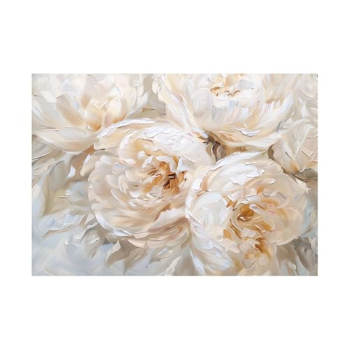 Tableau pivoine blanche decoration murale moderne salon chambre toile 70x90cm