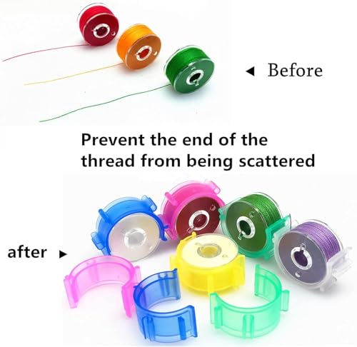 Image of Fbshicung 100pcs Sewing Bobbin Clips, Clear Bobbin Holder, Plastic Thread Clamps Spools Organizers, Sewing Tool Accessory for Craft DIY Embroidery