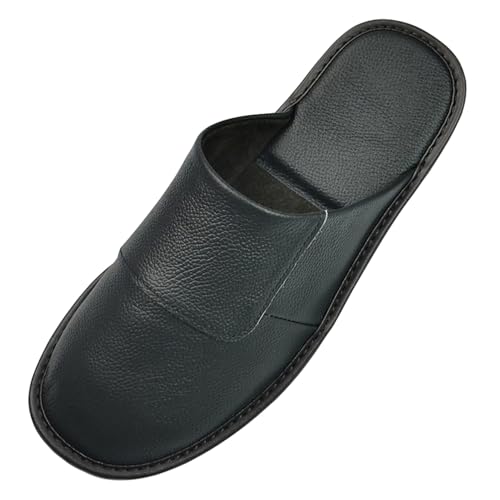 Hwayslon Leather Slippers Men's Women's Leather Room Shoes Natural Cowhide Luxury Solid Color Unisex4
