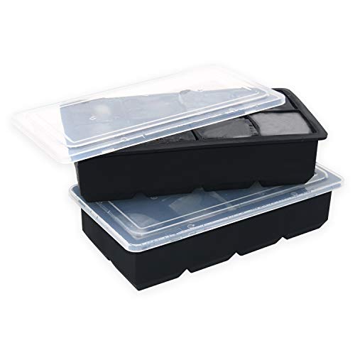 Bangp Large Ice Cube Trays With Lids 2 Pack,Large Ice Cube Molds For Freezer,Easy Release Silicone Ice Cube Tray,8 Big Square Ice Cubes Per Tray Ideal For Cocktails,Whiskey,Soups And Frozen Treats #TOP2