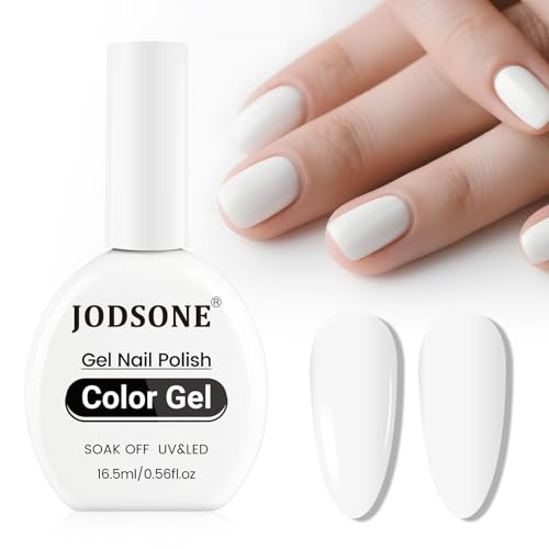 JODSONE No Wipe Gel Polish 16,5 ml Color Blanco Esmalte de uñas del mismo color Botella Simple Brillante para Nail Art Niñas Regalo