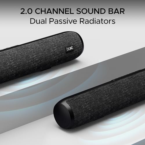 Image of Boat Aavante Bar 600, 25W Signature Sound, 2.0 CH with Dual Passive Radiators, 7 HRS Battery, Multi Connectivity, Bluetooth Sound Bar, Soundbar Speaker (Jade Black)