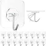 PVC Wall Hooks for Bathroom Accessories Without Drill, Pack of 30 Transparent | Screw Adhesive Non-Trace No Drilling for Bathroom Shower Kitchen Installation Hanging