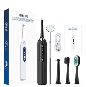Tandplakverwijderaar voor tanden, ultrasone tandenreiniger Tandsteenverwijderaar Tandsteenverwijderaar met vervangende koppen Tandenreinigingsset, veilig voor beide volwassen kinderen