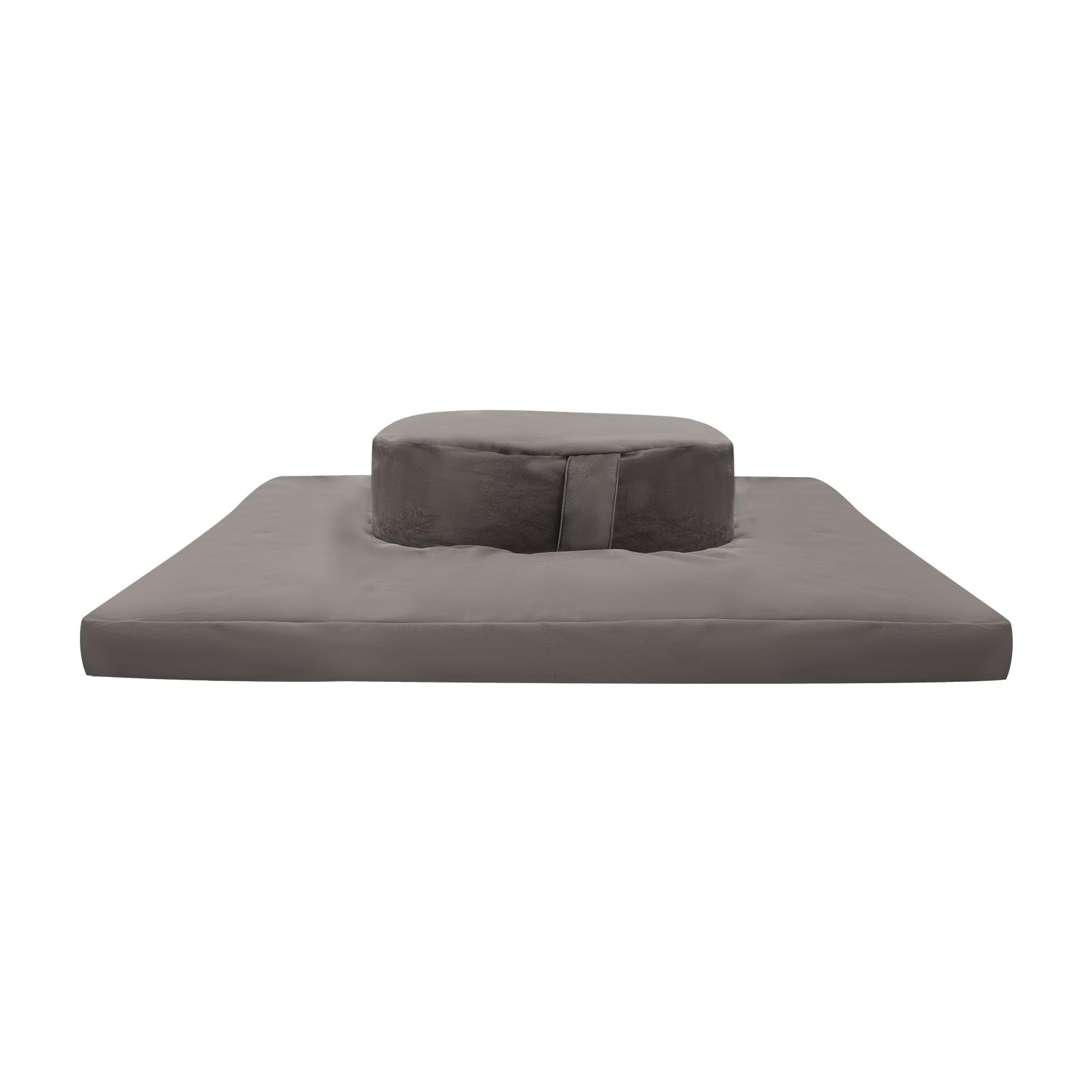 Meditation Cushion Set with Round & Square – Ergonomic Zafu Yoga Cushion Filled with Buckwheat Husk and Cotton, Gray Velvet Floor Pillow for Back, Hip, Knee Support – Perfect for Yoga, Reading