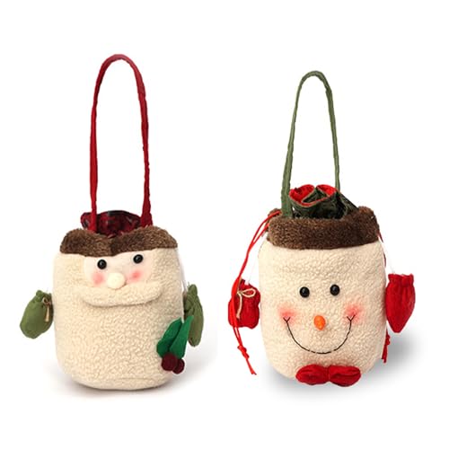 Spldsun 2 piezas Bolsa Regalo Navidad, Bolsa de Regalo, Sacos Rojos Santa, para envolver dulces, manzanas y snacks para Navidad (18 x 10 cm)