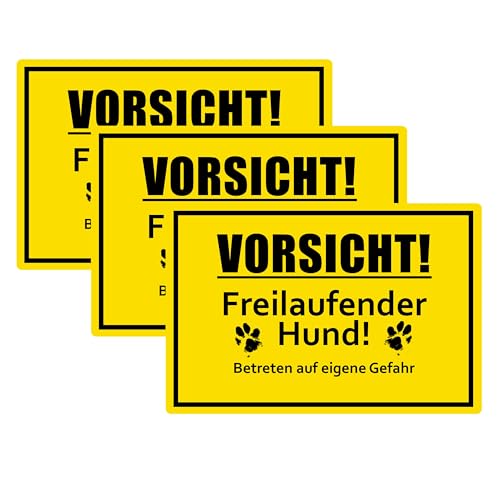 SL group - 3 carteles Vorsicht! Freilaufender Hund! 30 x 20 cm de placa de plástico PVC estable - Señal de advertencia de perro guardián Betreten bajo su propio riesgo - Advertencia de perros libres
