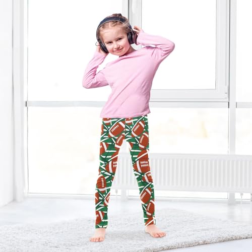 ALAZA Girls' Leggings Children's Yoga Pants Skinny Printed Dance Football Stripes Comfortable 4T3