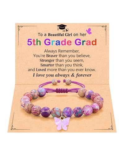 Kidbbi 5th Grade Graduation Gifts for Girls Primary Elementary School Grad Graduate Decorations Bracelets Class of 2025 Congratulations