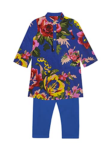 Image of A.T.U.N. (ALL THINGS UBER NICE) Boys Full Sleeve Cotton Floral Printed Kurta and Pyjama Set | Ethnic Clothing Set for Festival and Special Occasion | 2 Piece Set for Boys