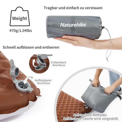 Naturehike Mata do spania na kemping 5.8 R Value 4 sezony Ultralekka samopompująca mata do spania Materac powietrzny trwały z nadmuchiwaną torbą