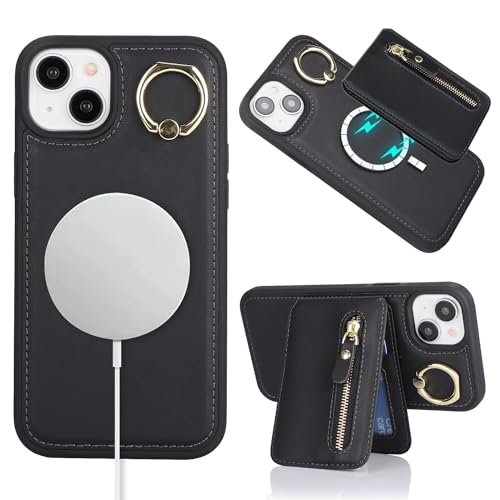 Coque iPhone 15 Magnétique Idéale pour Voyager Léger avec Porte-Carte Noir
