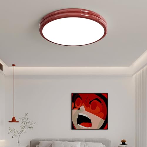 Luminaire plafonnier acrylique rond chic réglable 2700K-6500K rouge - 7
