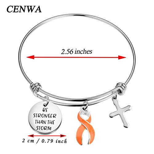 CENWA Orange Awareness Jewelry Orange Awareness Ribbon Survivor Gift Leukemia Warrior Gift Be Stronger Than The Storm Leukemia Awareness Bracelet2