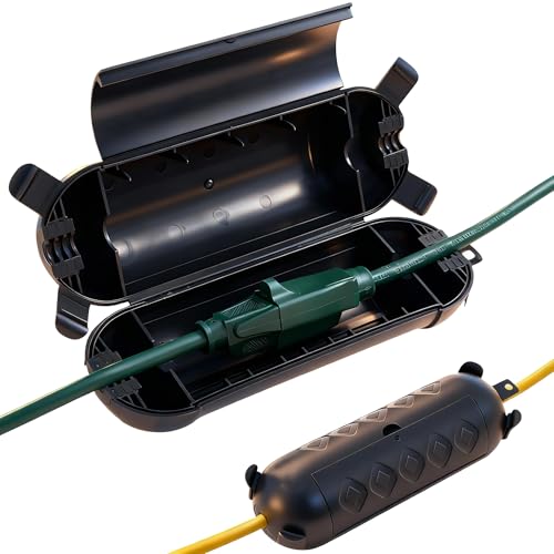 HONDERSON 2Pack Outdoor Extension Cord Cover, IP44 Waterproof Extension Cord Protector for Outdoor Connections, Weatherproof Safety Box for Holiday Lights, Garden Tools & Outdoor Appliances, Black