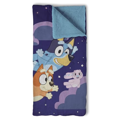 NORTHWEST Bluey Slumber Bag with Silk Touch Blanket - Bluey Toys for Boys and Girls - Bluey Room Decor - Portable Mat with Zipper - Great Gift - 27 x 56 inches