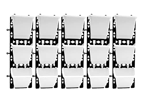 Bio Blooms Agro India Pvt. Ltd. Vertical Wall Hanging Garden Pots | 5 Panels and 15 Flexible | Easy Installation, Drainage Design, Indoor Outdoor Use for Vegetables, Herbs, Flowers M2 Model
