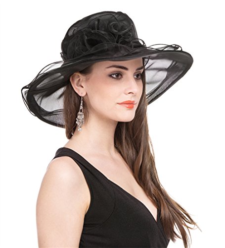 Saferin ® Women's Wide Brim Solid Organza Church Kentucky Dress Derby Hat