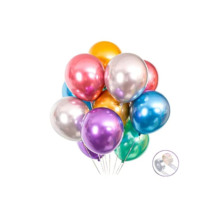 Colorful Party Balloons 100pcs 12inch Chrome Metallic Helium Balloons for Birthday Party Decoration and Arch Decoration Wedding Birthday Baby Shower Christmas Party