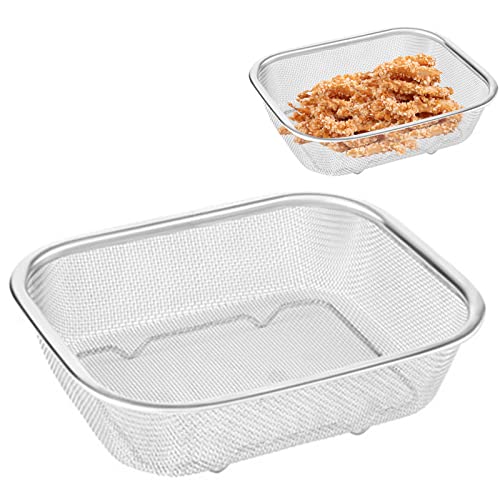 Lesunbak Colino rettangolare fine in acciaio inossidabile, colino da cucina, colino rettangolare con rete fine, cestello per frittura, setaccio per cibo, tè, olio di riso, frutta, verdura