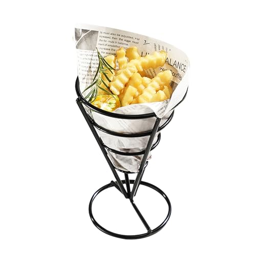 Image of BESPORTBLE French Fry Basket Iron Cone Basket Snack Holder for Chips Fried Chicken and French Fries Tapered Serving Stand for Restaurant Pub and Home Use