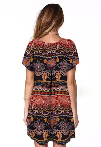 Image of Alaster Women's Casual Summer T Shirt Dress Loose Short Sleeve Tunic Dress with Pocket for Women