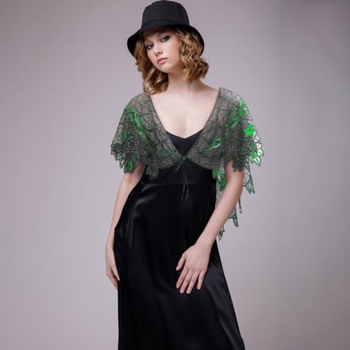 ikasus 1920s Shawl Wraps,Sequin Beaded Flapper Evening Shawls for Women Party,Wedding,Formal, Harlem night, Champagne Gold4