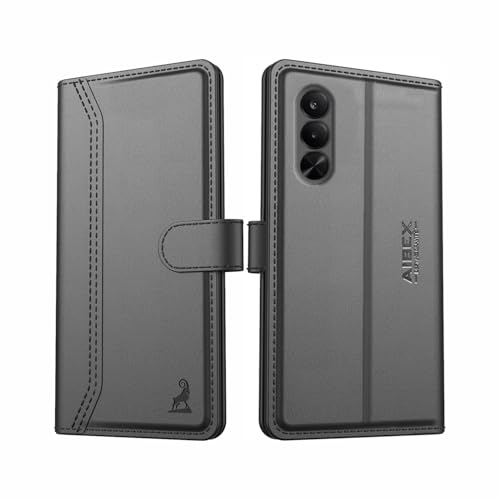 Image of AIBEX Compatible for OnePlus Nord CE 6 Lite 5G / Realme P4X 5G Flip Cover Leather Finish | Inside TPU with Card Pockets | Wallet Stand | Complete Protection Flip Case Black