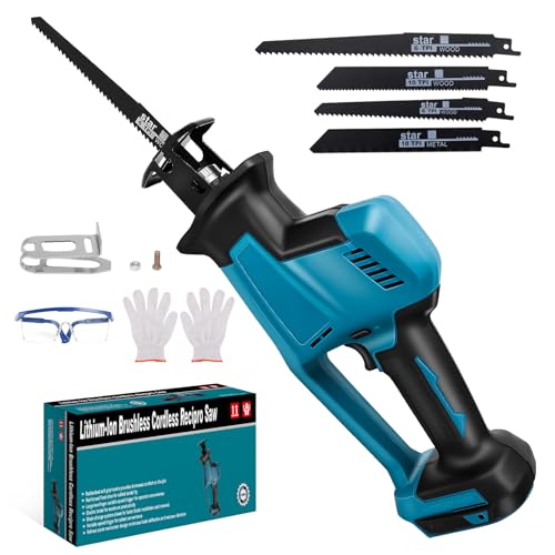 Cordless Reciprocating Saw for Makita 18V LXT Battery, 0-3100 SPM, Stroke Length 22mm, Brushless Reciprocating Saw with 4 Saw Blades, for Cutting Wood, Plastic, Metal (Tool Only, No Battery) 1 Cordless Reciprocating Saw for Makita 18V LXT Battery, 0-3100 SPM, Stroke Length 22mm, Brushless Reciprocating Saw with 4 Saw Blades, for Cutting Wood, Plastic, Metal (Tool Only, No Battery)