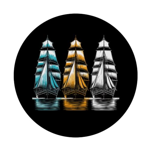Sailing Ships s 'I saw three ships' Christmas Carol PopSockets Swappable PopGrip, Black - Image 3