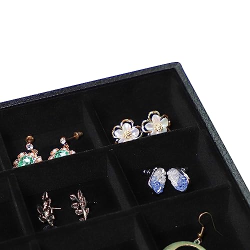 Image of Wudygirl Velevt Stackable 30 Grid Jewelry Tray Display Rings Bracelet Earring Necklace Jewelry Tray Showcase Display Organizer (30 Grid)