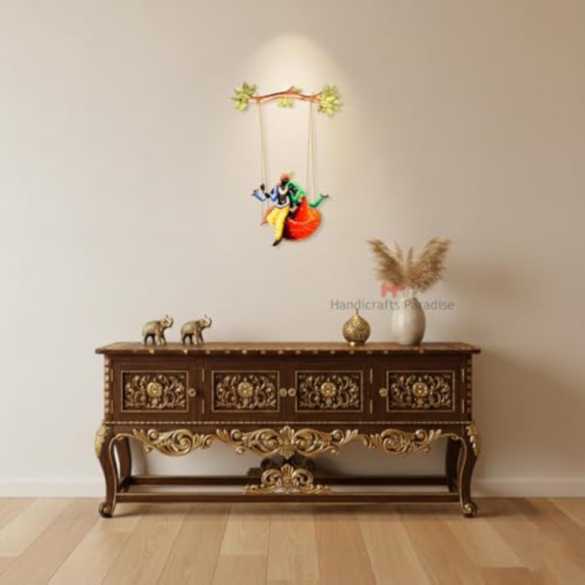 Iron Decorative Wall Art, Radha Krishna on a Swing