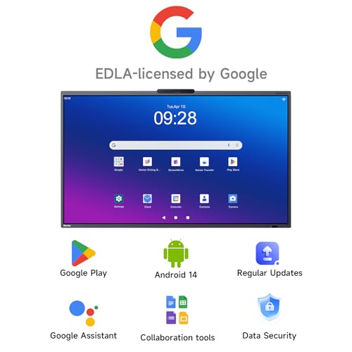 Image of HORION 65 inch Interactive Smart Board with Wall Mount, 4K UHD Touchscreen, Android 14 Google EDLA (16+256GB, AI Meeting Assistant, Digital Whiteboard)
