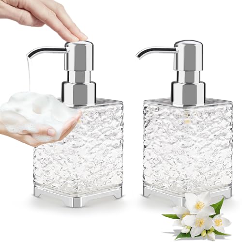 Foydream Dispensador Jabon Baño, 2 Piezas de 300ml, Dispensador de Espuma para Baño y Cocina, Botes para Gel de Ducha y Jabón (Cuadrado)