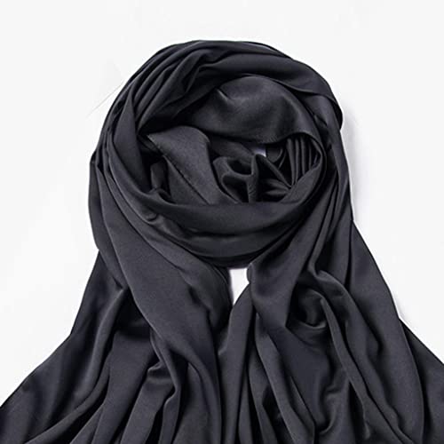 shamjina Lenço Muçulmano Lenço Na Cabeça Lenço Turbante Pashmina Boné, Preto