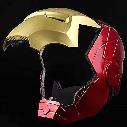 PRETAY Casque Iron Man,Cool Electronic LED Iron Man Masque réplique Enfants Costume Accessoire,Revenger Light Up Props Cadeau pour Halloween Party Masquerade,Red (Color : Red, Size : L(55CM))